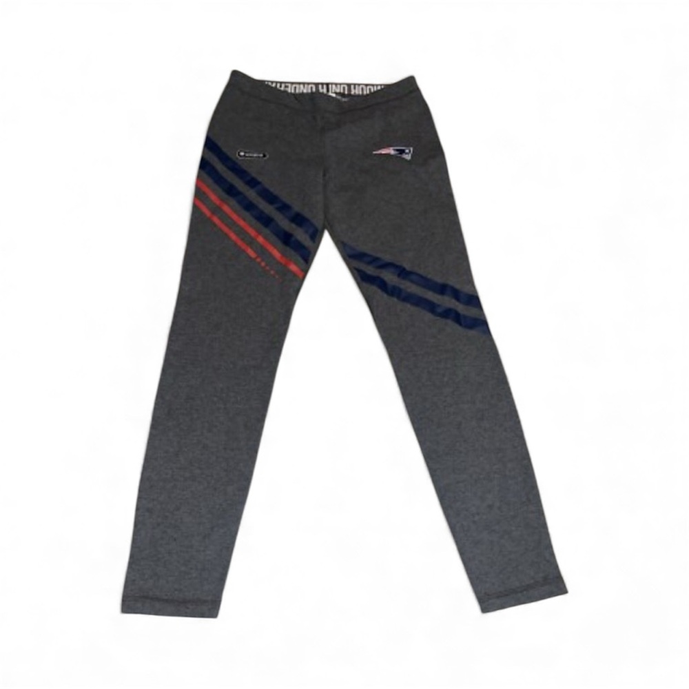 Under Armour Leggings Women’s Medium. Patriots Logo. Fitted. “Heatgear” Gray.